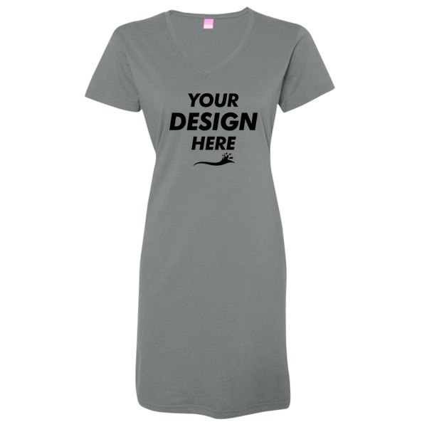 LAT Women's Fine Jersey V-Neck Coverup, Granite Heather, Front view, Mockup