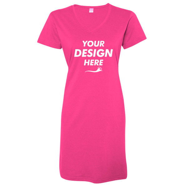 LAT Women's Fine Jersey V-Neck Coverup, Hot Pink, Front view, Mockup
