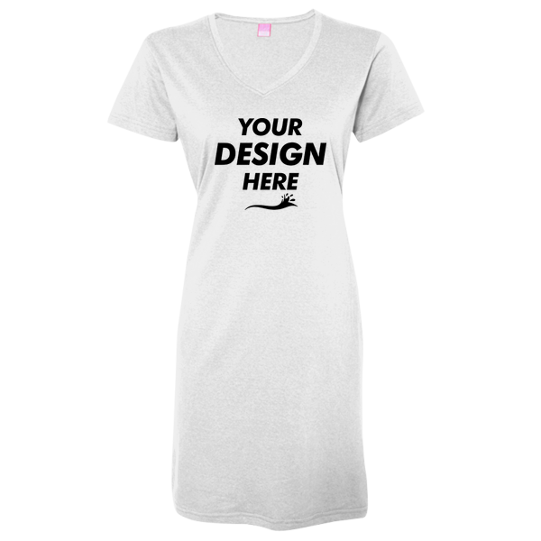LAT Women's Fine Jersey V-Neck Coverup, White, Front view, Mockup