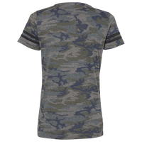 LAT Women's Football V-Neck Fine Jersey Tee, Vintage Camo / Vintage Smoke, Back view