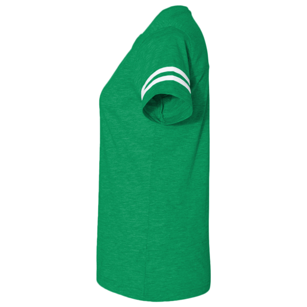 LAT Women's Football V-Neck Fine Jersey Tee, Vintage Green / White, Left Sleeve view