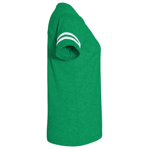 LAT Women's Football V-Neck Fine Jersey Tee, Vintage Green / White, Right Sleeve view