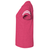 LAT Women's Football V-Neck Fine Jersey Tee, Vintage Hot Pink / White, Left Sleeve view