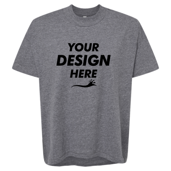 LAT Women's Hi-Lo Tee, Granite Heather, Front view, Mockup