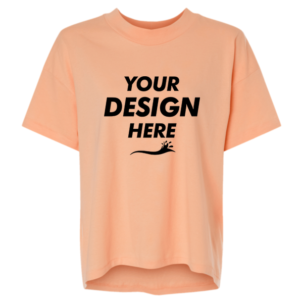 LAT Women's Hi-Lo Tee, Peachy, Front view, Mockup