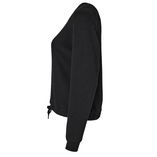 LAT Women's Relaxed 3-End Boxy Fleece Crewneck Sweatshirt, Black, Left Sleeve view