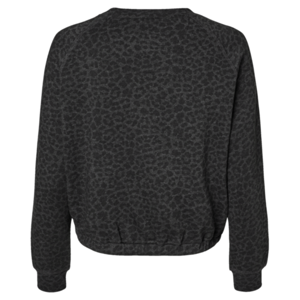 LAT Women's Relaxed 3-End Boxy Fleece Crewneck Sweatshirt, Black Leopard, Back view