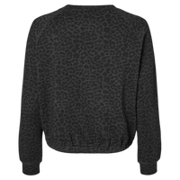 LAT Women's Relaxed 3-End Boxy Fleece Crewneck Sweatshirt, Black Leopard, Back view