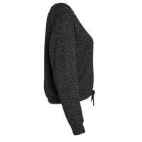 LAT Women's Relaxed 3-End Boxy Fleece Crewneck Sweatshirt, Black Leopard, Right Sleeve view