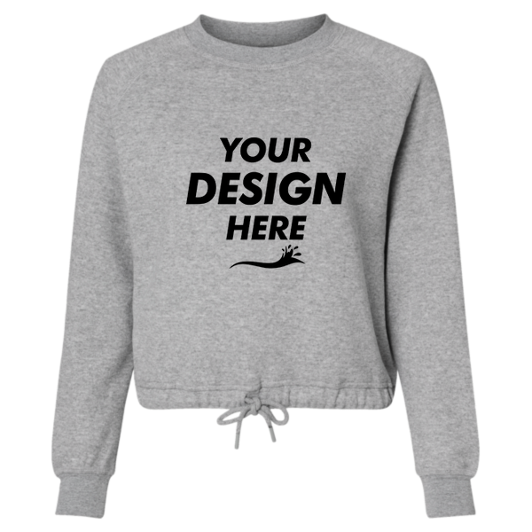 LAT Women's Relaxed 3-End Boxy Fleece Crewneck Sweatshirt, Heather, Front view, Mockup