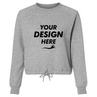 LAT Women's Relaxed 3-End Boxy Fleece Crewneck Sweatshirt, Heather, Front view, Mockup