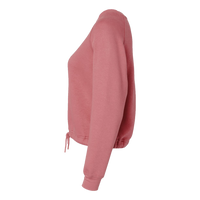 LAT Women's Relaxed 3-End Boxy Fleece Crewneck Sweatshirt, Mauvelous, Left Sleeve view