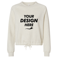 LAT Women's Relaxed 3-End Boxy Fleece Crewneck Sweatshirt, Natural Heather, Front view, Mockup