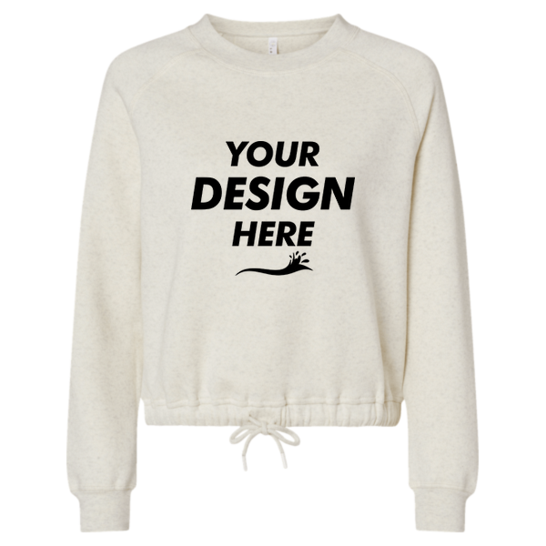 LAT Women's Relaxed 3-End Boxy Fleece Crewneck Sweatshirt, Natural Heather, Front view, Mockup