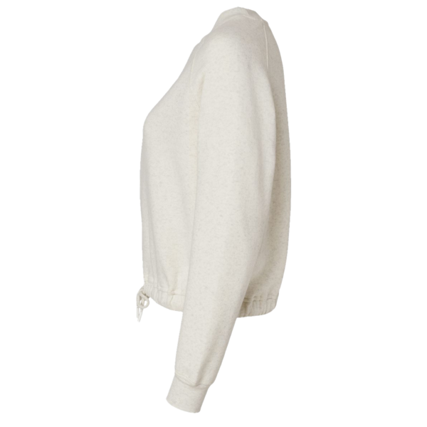 LAT Women's Relaxed 3-End Boxy Fleece Crewneck Sweatshirt, Natural Heather, Left Sleeve view