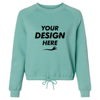 LAT Women's Relaxed 3-End Boxy Fleece Crewneck Sweatshirt, Saltwater, Front view, Mockup