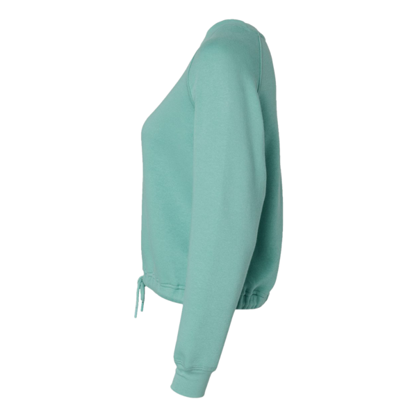 LAT Women's Relaxed 3-End Boxy Fleece Crewneck Sweatshirt, Saltwater, Left Sleeve view