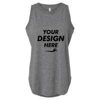 LAT Women's Relaxed Fine Jersey Tank, Granite Heather, Front view, Mockup