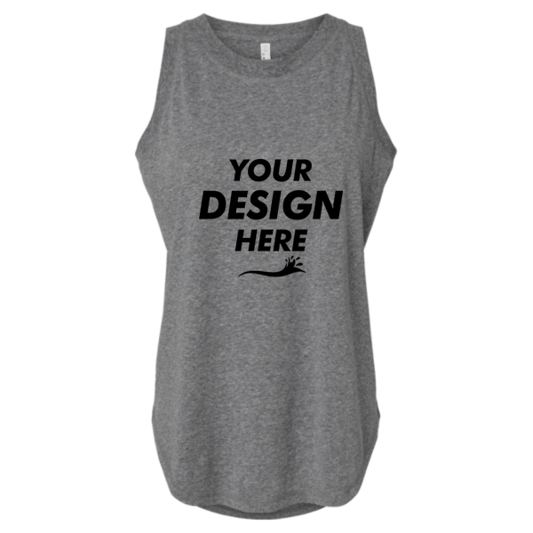 LAT Women's Relaxed Fine Jersey Tank, Granite Heather, Front view, Mockup
