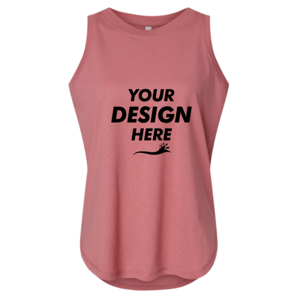 LAT Women's Relaxed Fine Jersey Tank, Mauvelous, Front view, Mockup