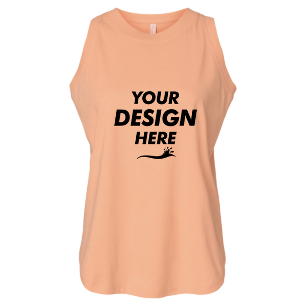 LAT Women's Relaxed Fine Jersey Tank, Peachy, Front view, Mockup