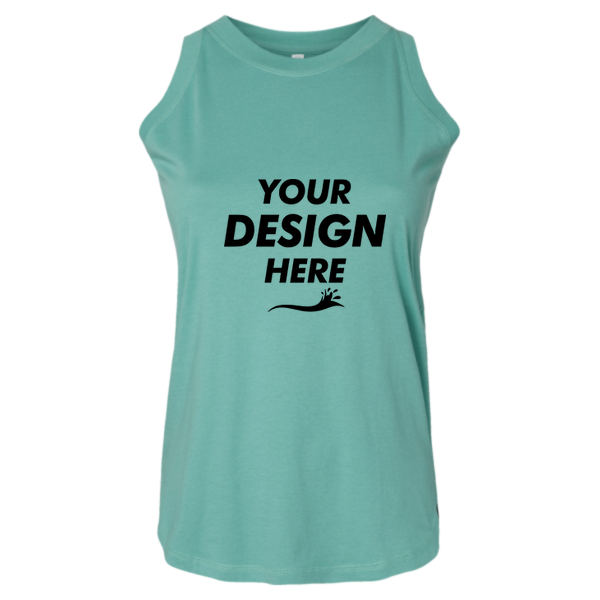 LAT Women's Relaxed Fine Jersey Tank, Saltwater, Front view, Mockup