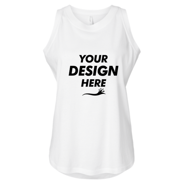 LAT Women's Relaxed Fine Jersey Tank, White, Front view, Mockup
