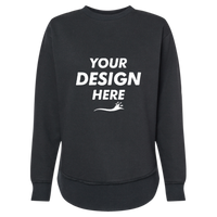 LAT Women's Weekend Fleece Crewneck Sweatshirt, Black, Front view, Mockup