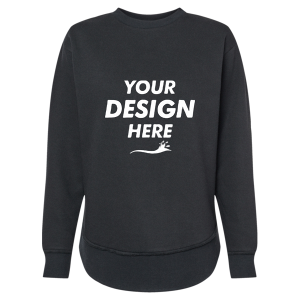 LAT Women's Weekend Fleece Crewneck Sweatshirt, Black, Front view, Mockup