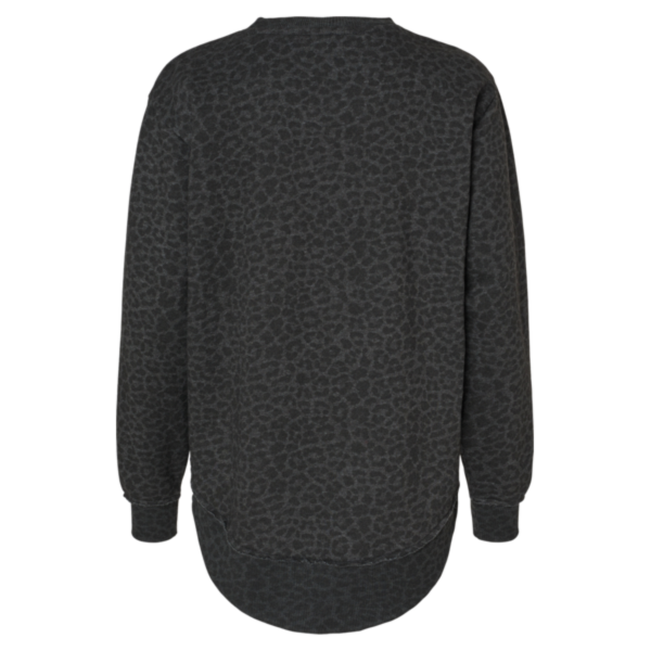 LAT Women's Weekend Fleece Crewneck Sweatshirt, Black Leopard, Back view