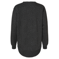 LAT Women's Weekend Fleece Crewneck Sweatshirt, Black Leopard, Back view