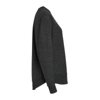 LAT Women's Weekend Fleece Crewneck Sweatshirt, Black Leopard, Right Sleeve view