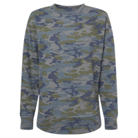 LAT Women's Weekend Fleece Crewneck Sweatshirt, Vintage Camo, Front view