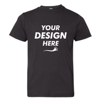 LAT Youth Fine Jersey Tee, Black / Black, Front view, Mockup