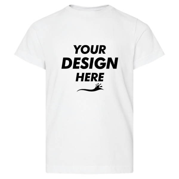 LAT Youth Fine Jersey Tee, Blended White / Blended White, Front view, Mockup