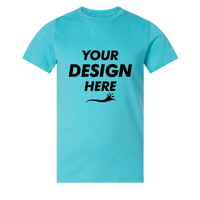 LAT Youth Fine Jersey Tee, Caribbean / Caribbean, Front view, Mockup