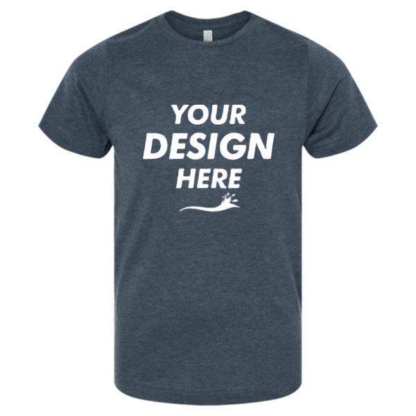 LAT Youth Fine Jersey Tee, Vintage Denim / Vintage Denim, Front view, Mockup