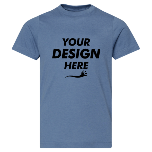 LAT Youth Fine Jersey Tee, Vintage Indigo / Vintage Indigo, Front view, Mockup
