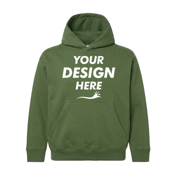 LAT Youth Fleece Hoodie Sweatshirt, Basil, Front view, Mockup