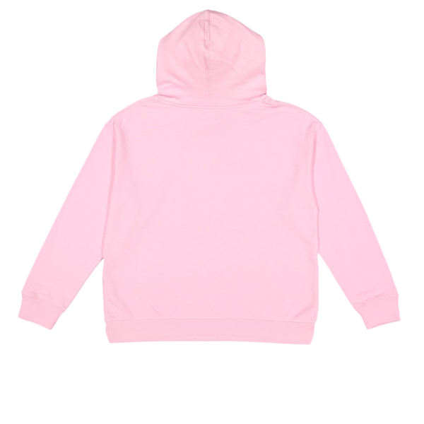 LAT Youth Fleece Hoodie Sweatshirt, Pink, Back view