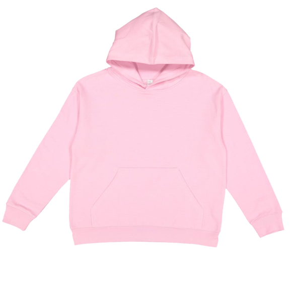 LAT Youth Fleece Hoodie Sweatshirt, Pink, Front view