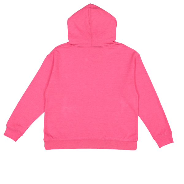 LAT Youth Fleece Hoodie Sweatshirt, Vintage Hot Pink, Back view