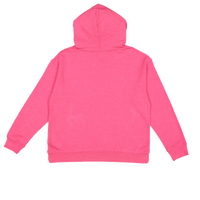 LAT Youth Fleece Hoodie Sweatshirt, Vintage Hot Pink, Back view
