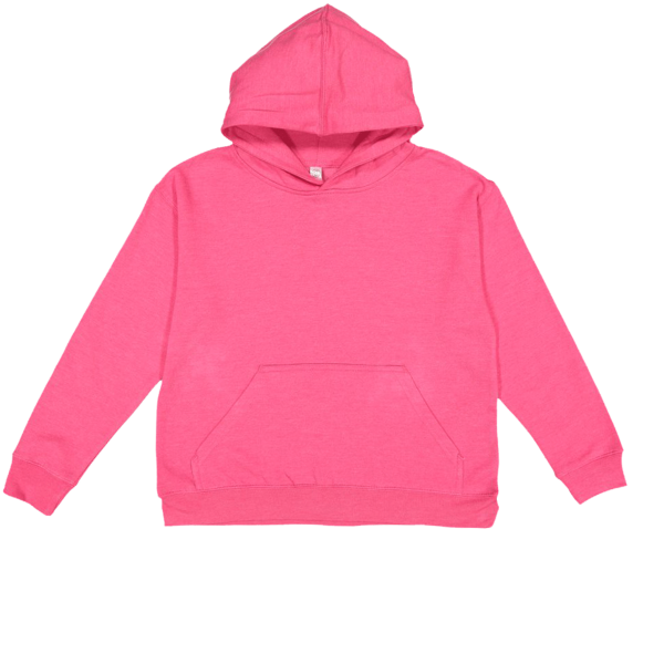 LAT Youth Fleece Hoodie Sweatshirt, Vintage Hot Pink, Front view