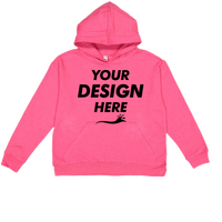 LAT Youth Fleece Hoodie Sweatshirt, Vintage Hot Pink, Front view, Mockup