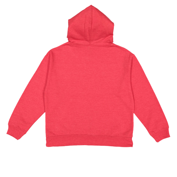 LAT Youth Fleece Hoodie Sweatshirt, Vintage Red, Back view