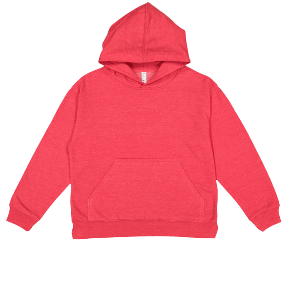 LAT Youth Fleece Hoodie Sweatshirt, Vintage Red, Front view