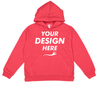 LAT Youth Fleece Hoodie Sweatshirt, Vintage Red, Front view, Mockup