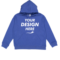 LAT Youth Fleece Hoodie Sweatshirt, Vintage Royal, Front view, Mockup