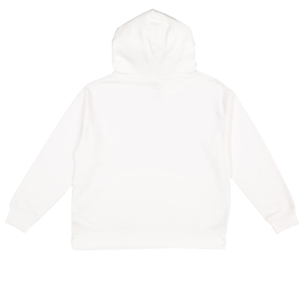 LAT Youth Fleece Hoodie Sweatshirt, White, Back view